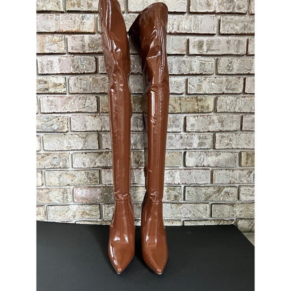 STEVE MADDEN Victorinikto brown patent thigh high boots size 7 - Picture 4 of 11
